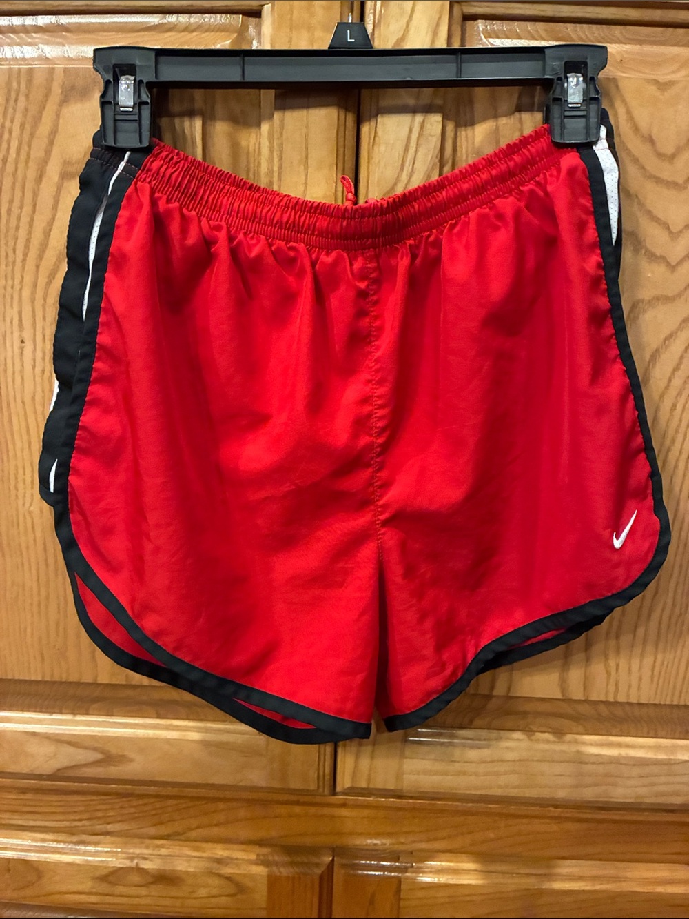 Small Nike Dri Fit Red Athletic Shorts w/ Black & White Trim and Brief Lining